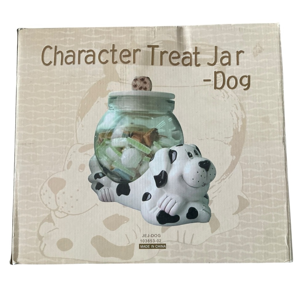 Vintage Dog cookie jar Dalmatian fish bowl with lid Rare